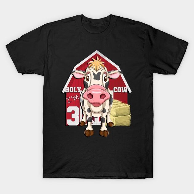 Birthday 3 Year Old Cute Farm Cow T-Shirt by tamdevo1